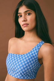 thumbnail: MANGO TEEN one shoulder crop bikini blauw