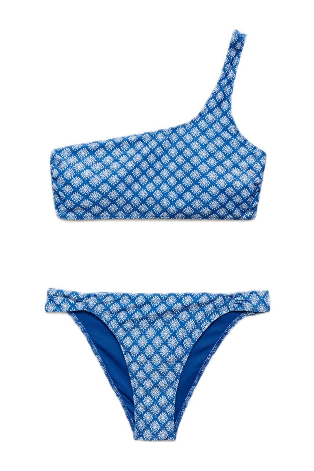MANGO TEEN one shoulder crop bikini blauw