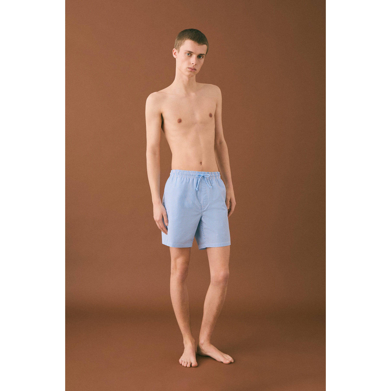 MANGO TEEN zwemshort lichtblauw wit