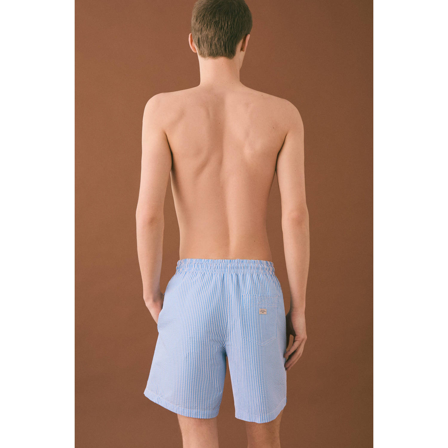 MANGO TEEN zwemshort lichtblauw wit