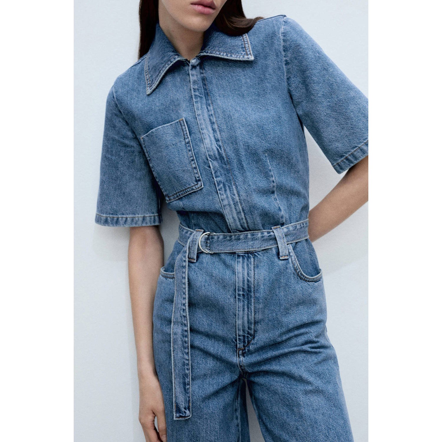 Mango denim jumpsuit medium blue denim