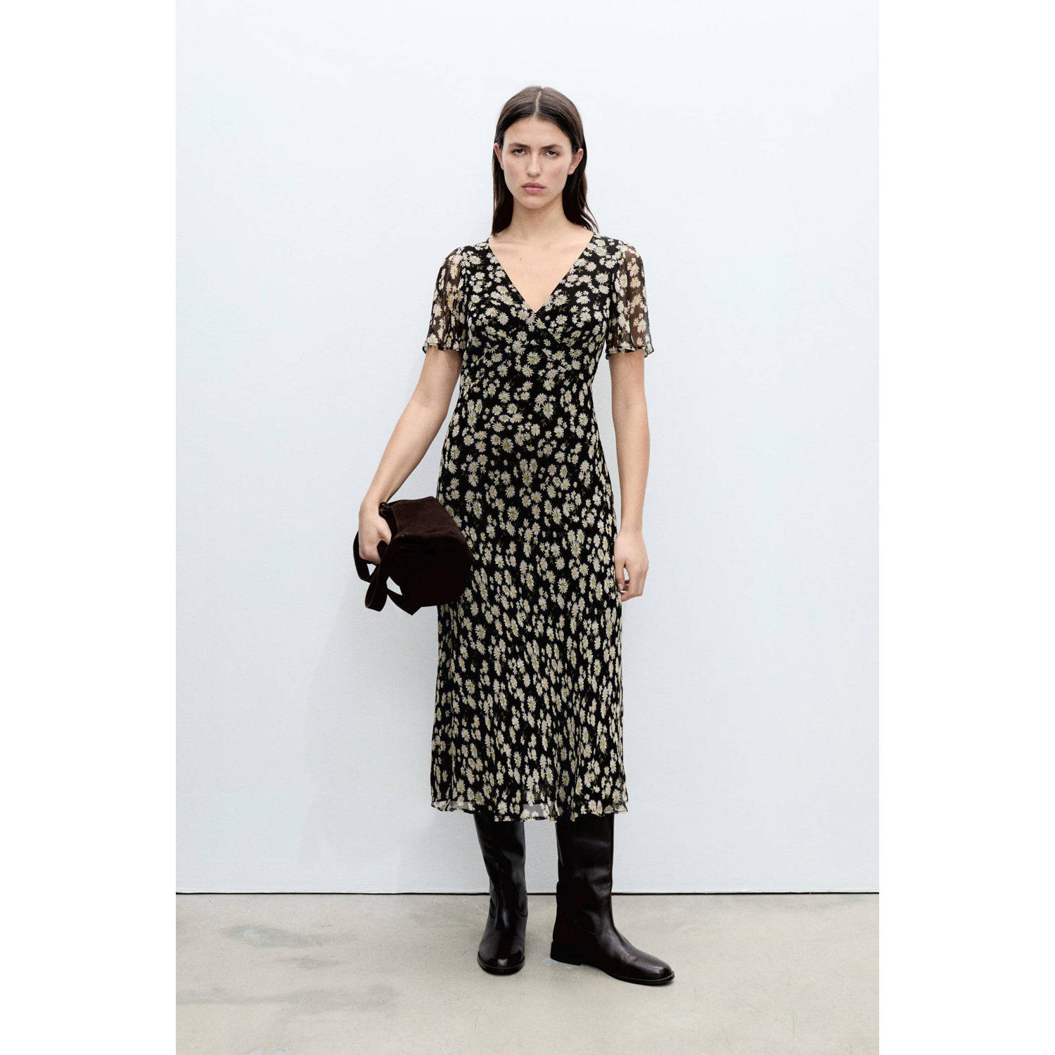 Mango midi jurk zwart