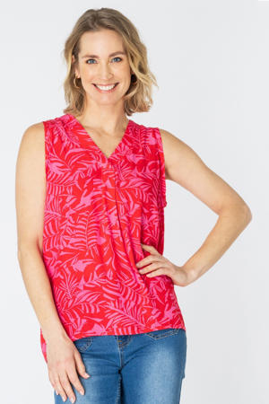 mouwloze top roze