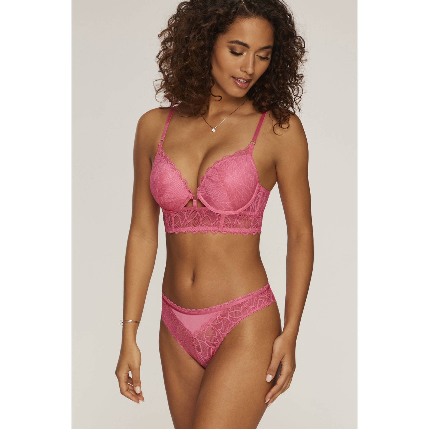 Lascana voorgevormde longline push-up bh roze
