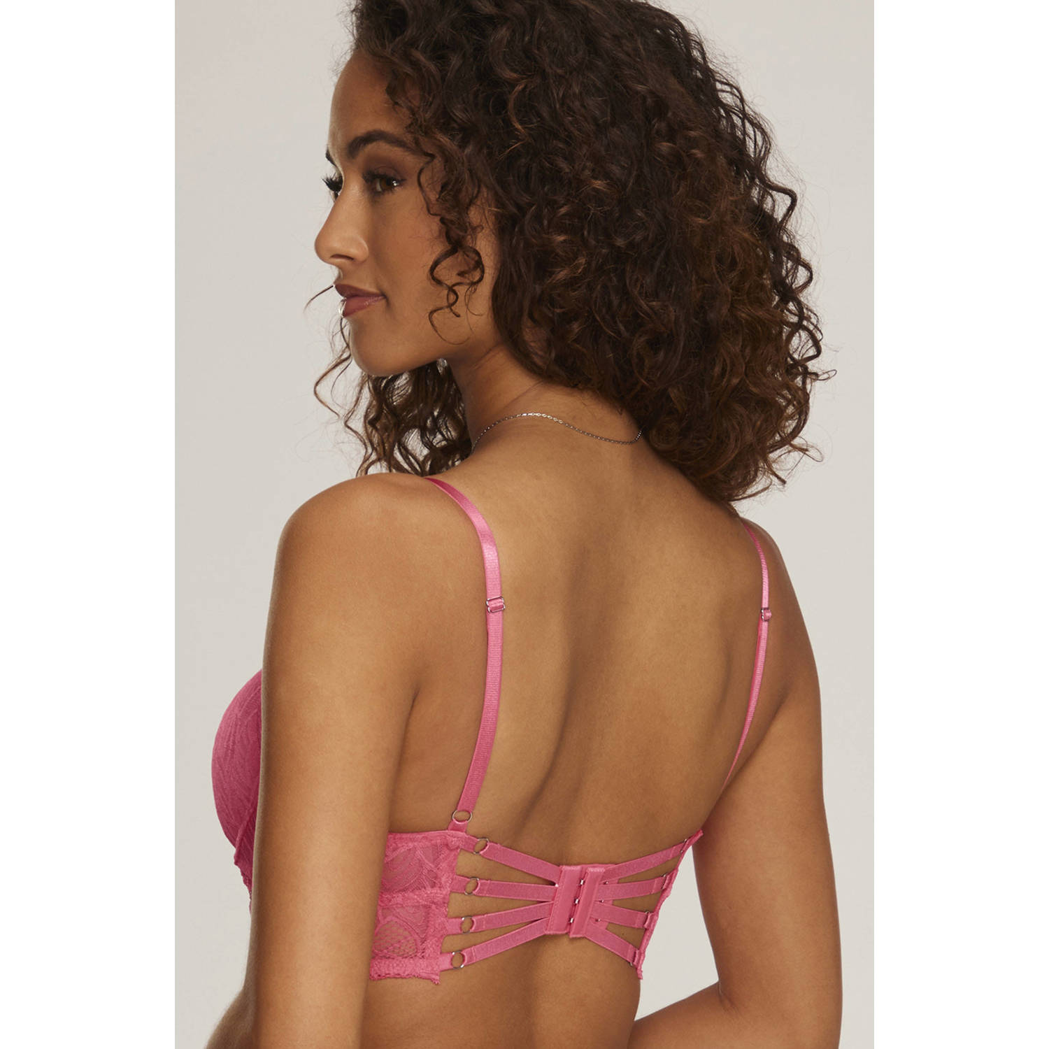 Lascana voorgevormde longline push-up bh roze