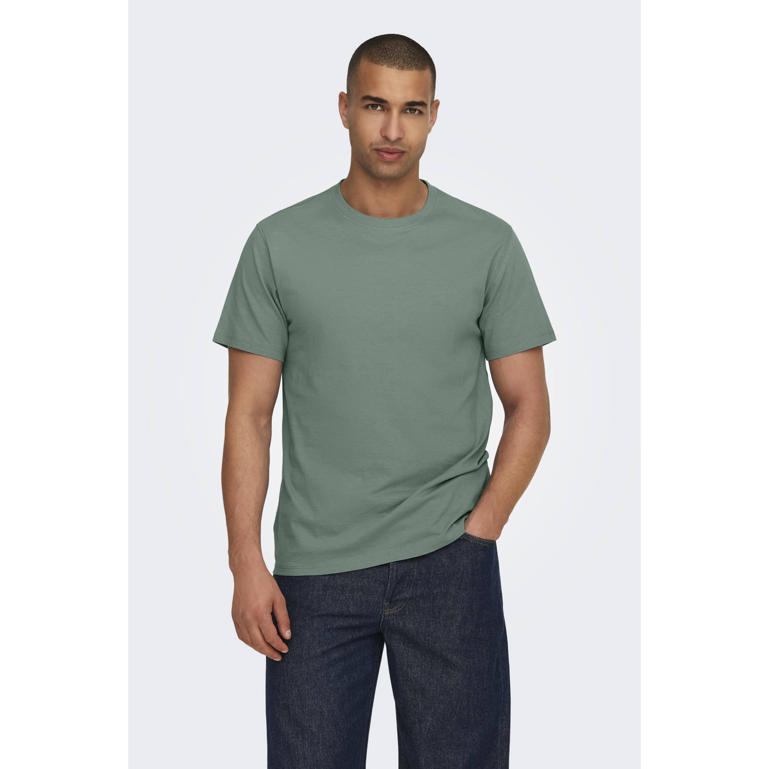 ONLY & SONS Shirt met ronde hals ONSMAX LIFE REG SS STITCH TEE