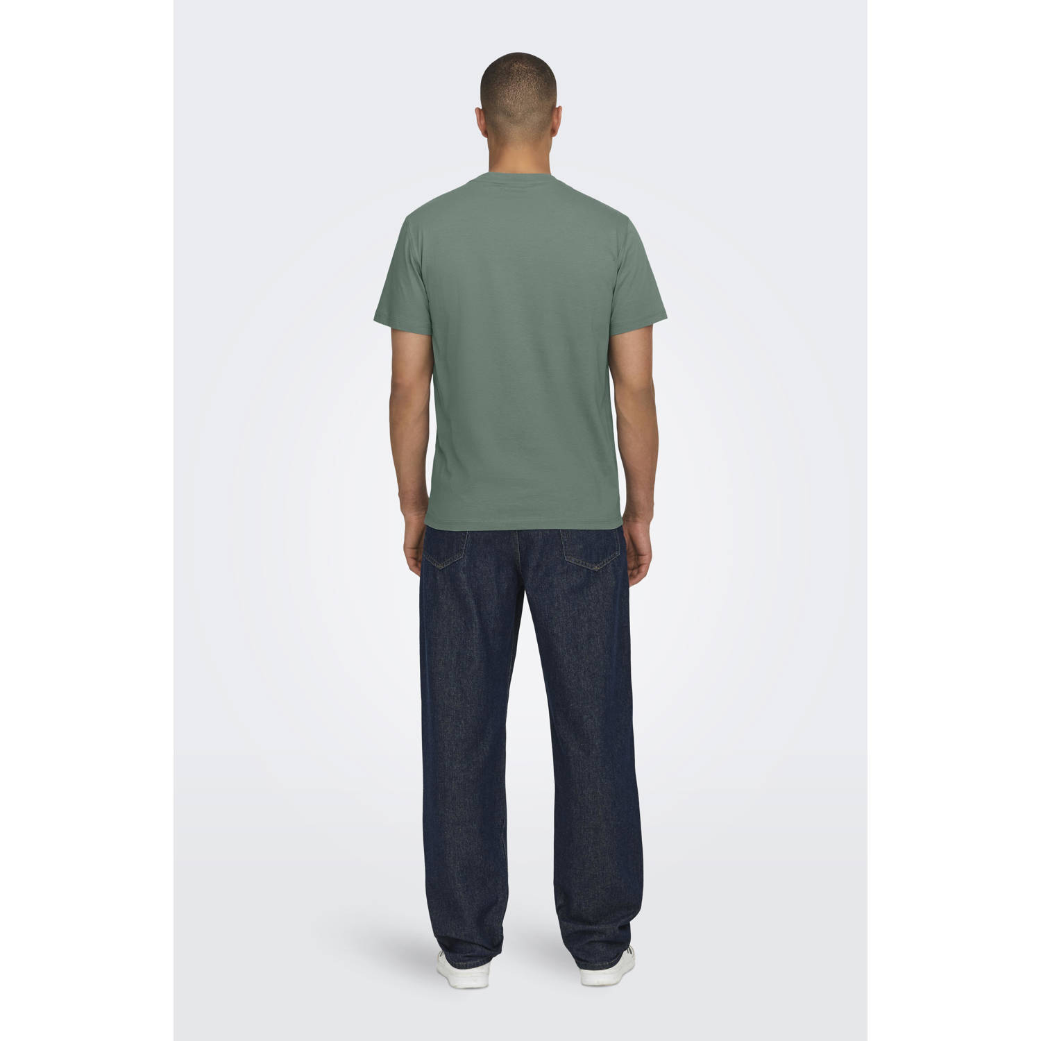 ONLY & SONS regular fit T-shirt ONSMAX van katoen groen
