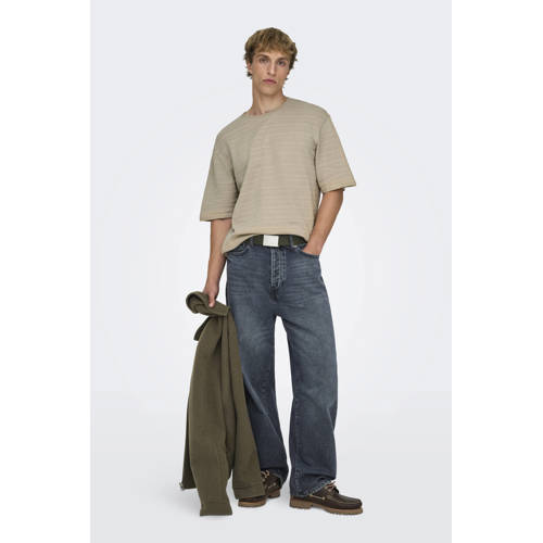 ONLY & SONS T-shirt met ingebreid patroon beige afbeelding