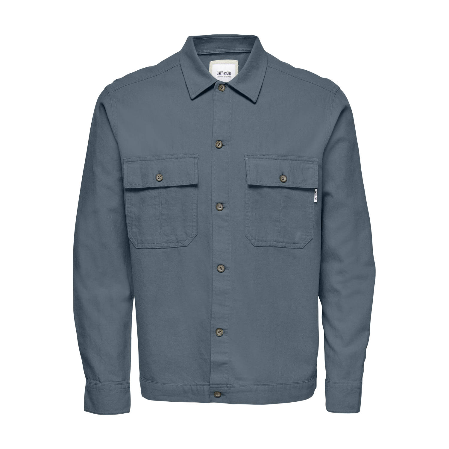 ONLY & SONS linnen relaxed overshirt grijsblauw