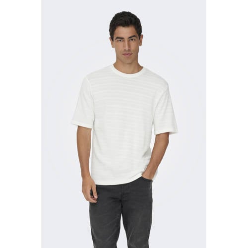 ONLY & SONS regular T-shirt gebreid wit afbeelding