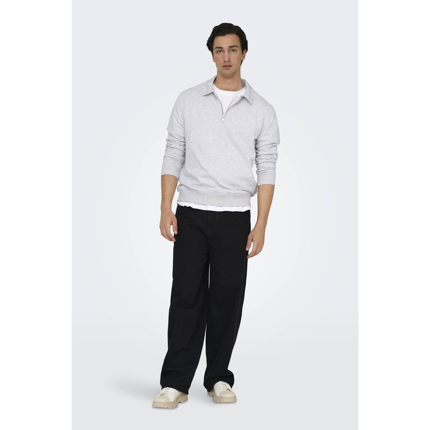 ONLY & SONS sweater lichtgrijs