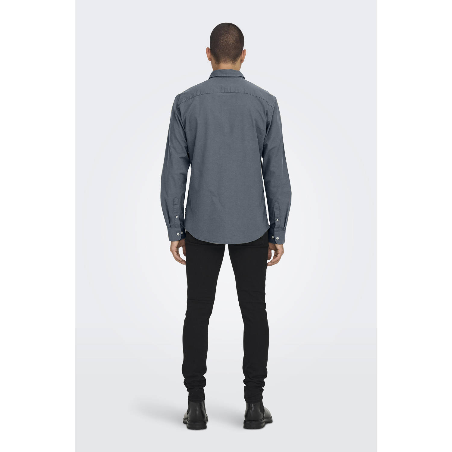 ONLY & SONS slim fit overhemd ONSALVARO donkerblauw
