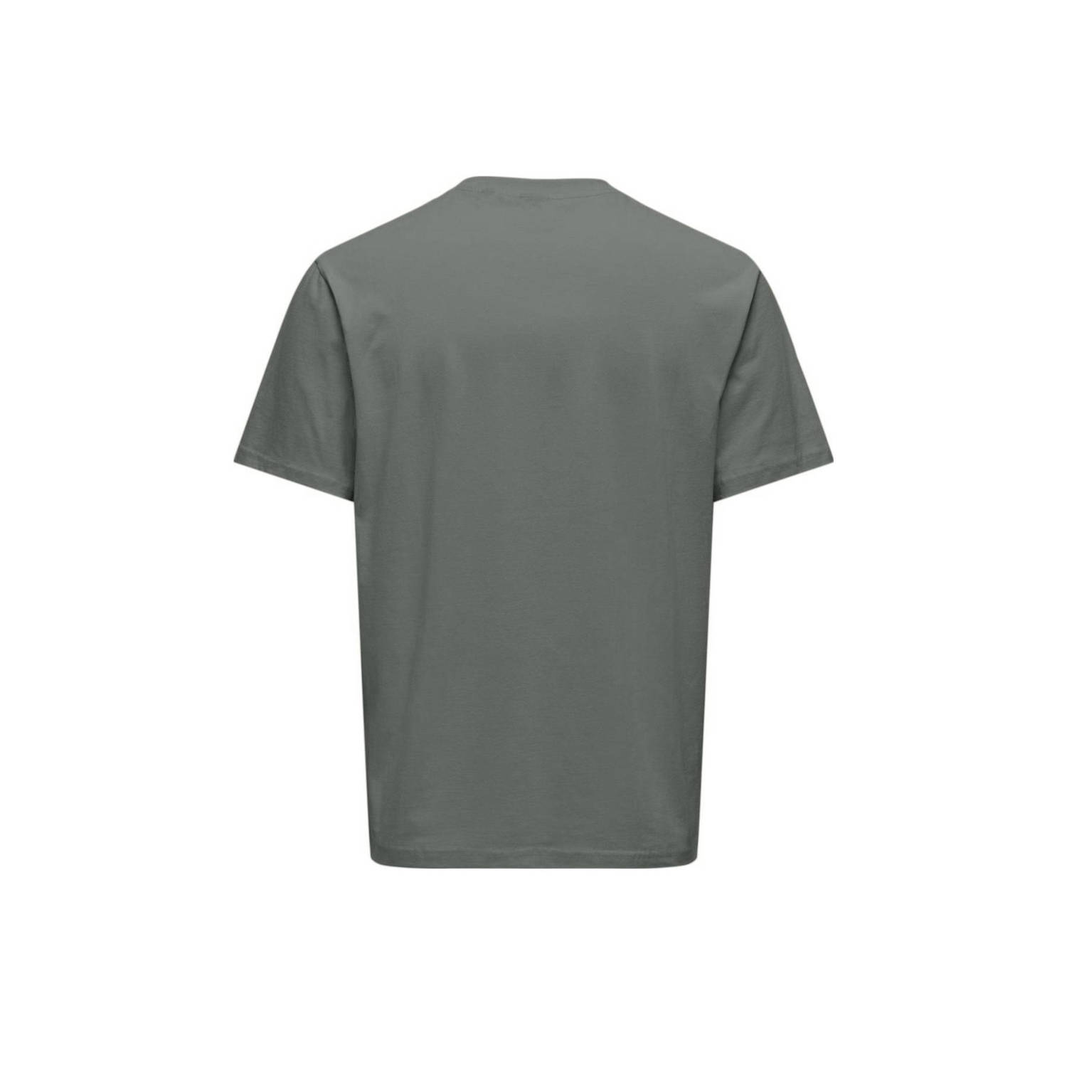 ONLY & SONS regular fit T-shirt ONSLEVI castor gray