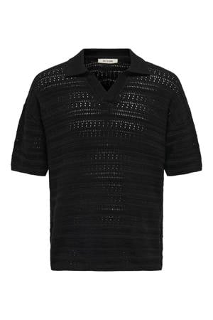 loose polo grof gebreid zwart