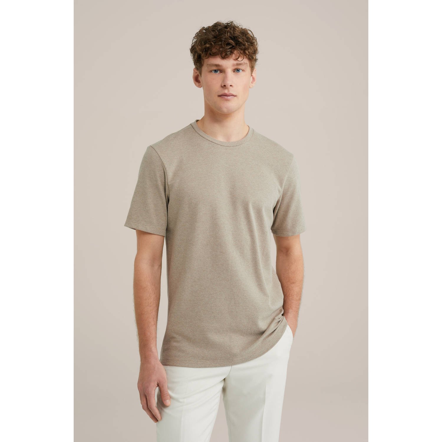 WE Fashion T-shirt met textuur beige