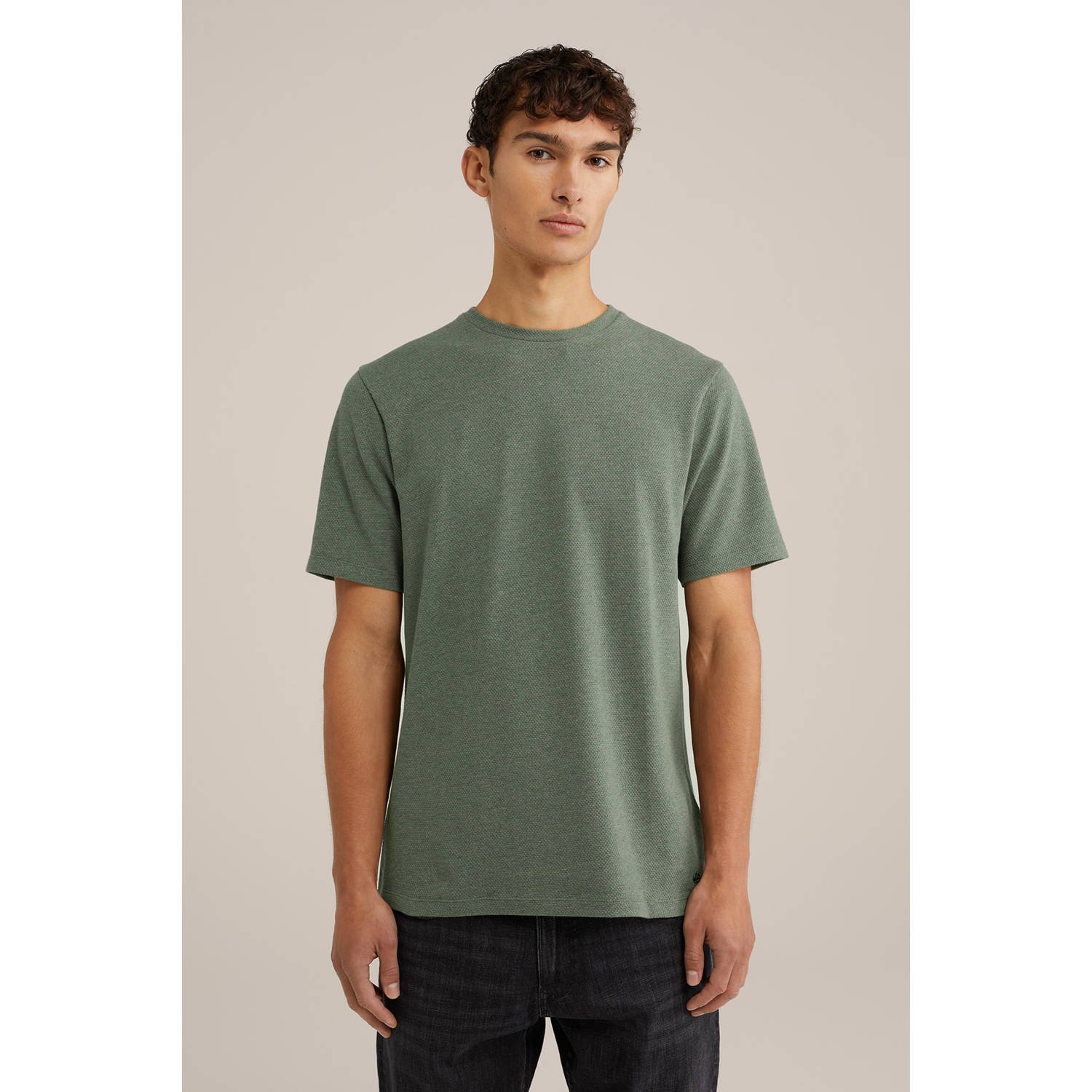 WE Fashion T-shirt met textuur groen