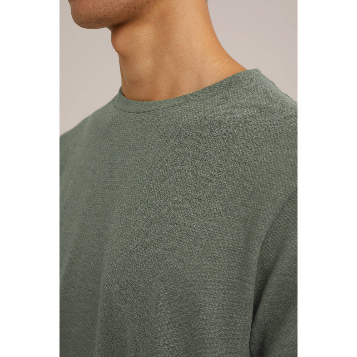 WE Fashion T-shirt met textuur groen