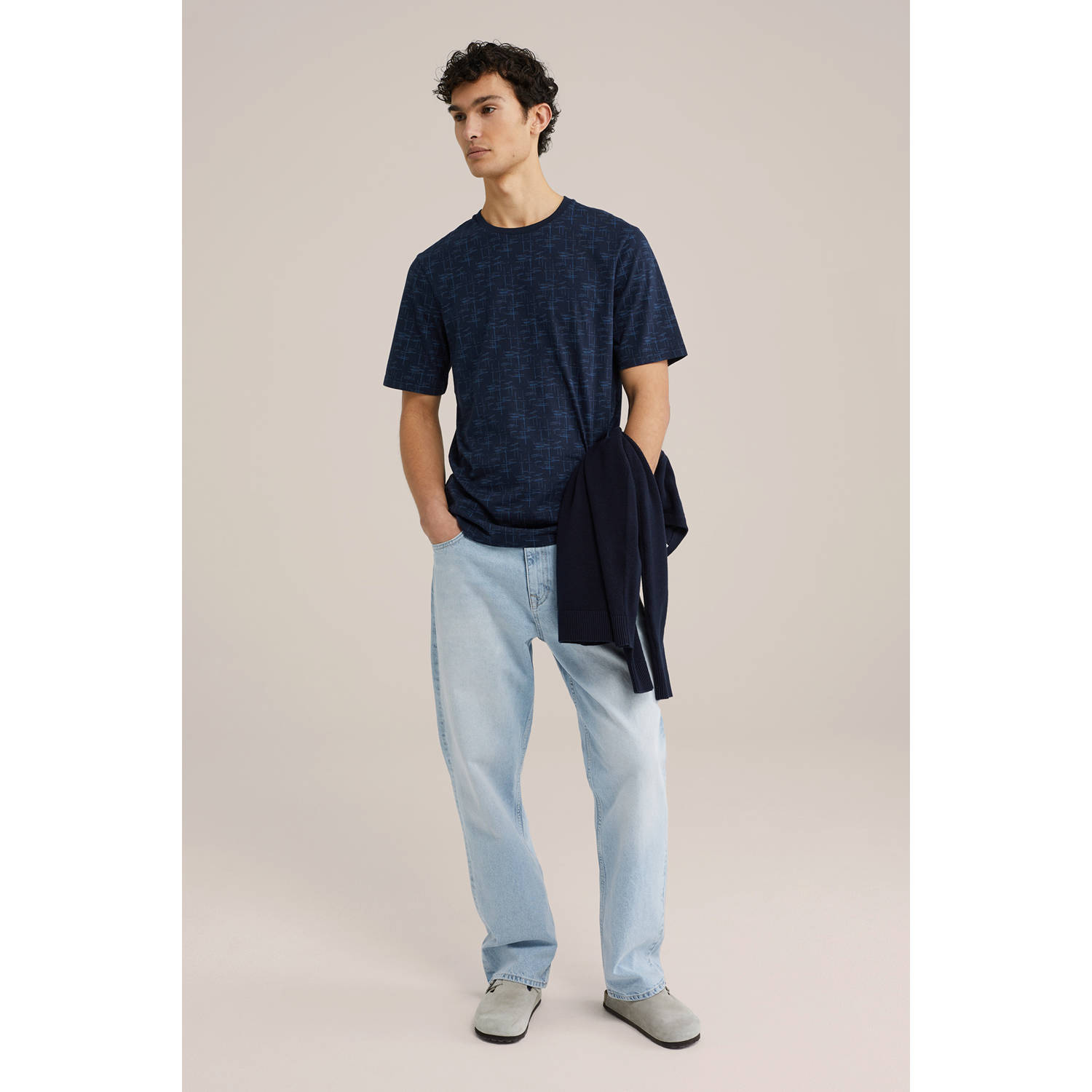 WE Fashion regular T-shirt donkerblauw
