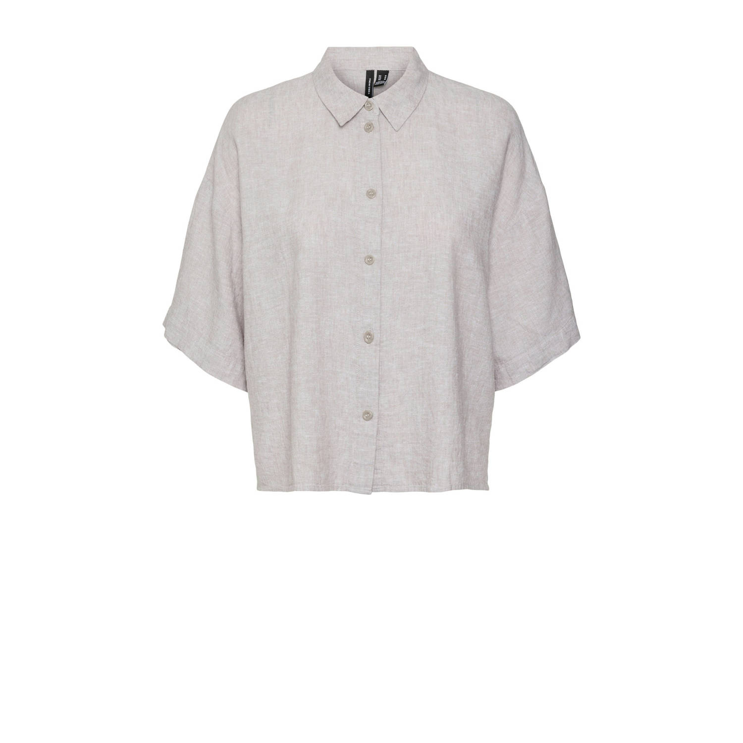 Vero Moda Regular fit overhemdblouse van een mix van linnen en viscose model 'LINN'