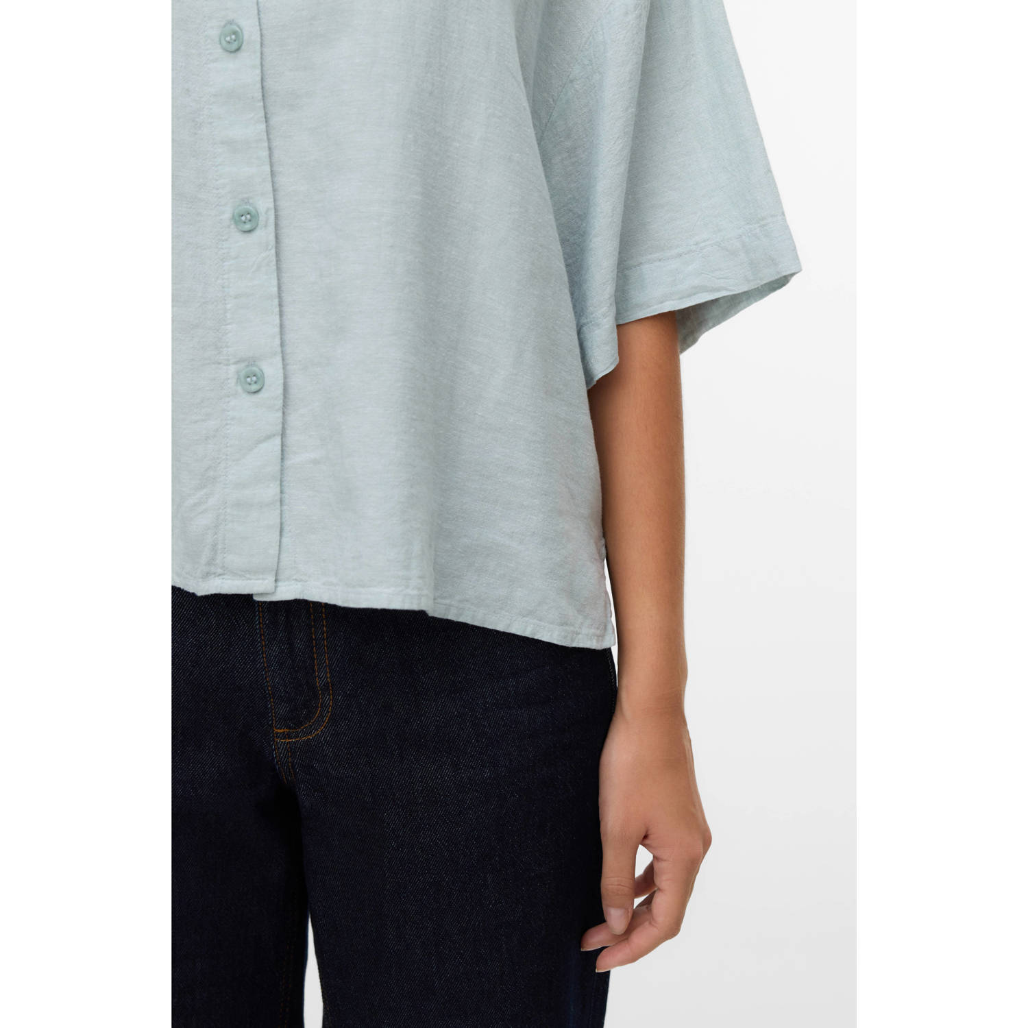 VERO MODA linnen asymmetrische top blouse turquoise