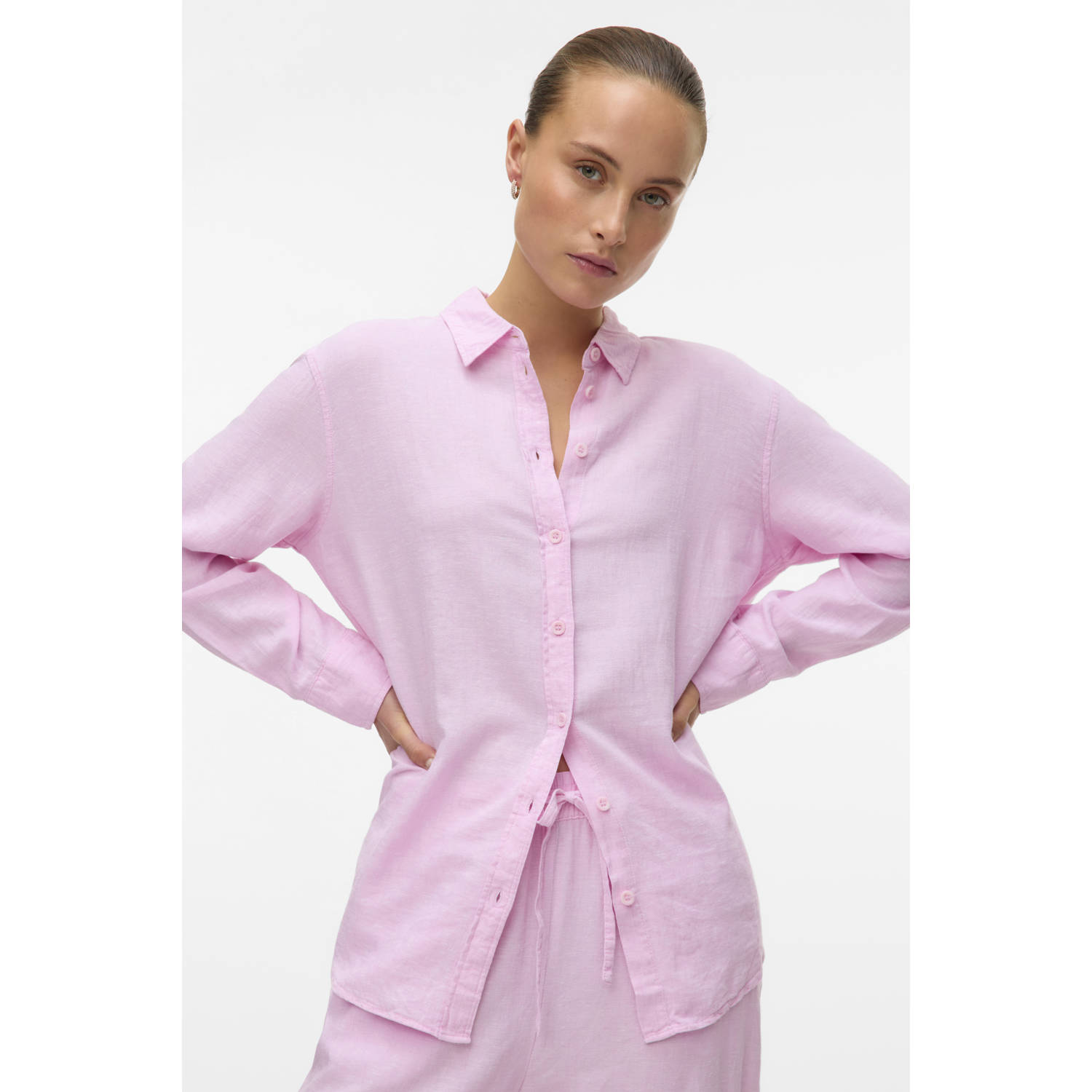 VERO MODA linnen blouse rosÃ©