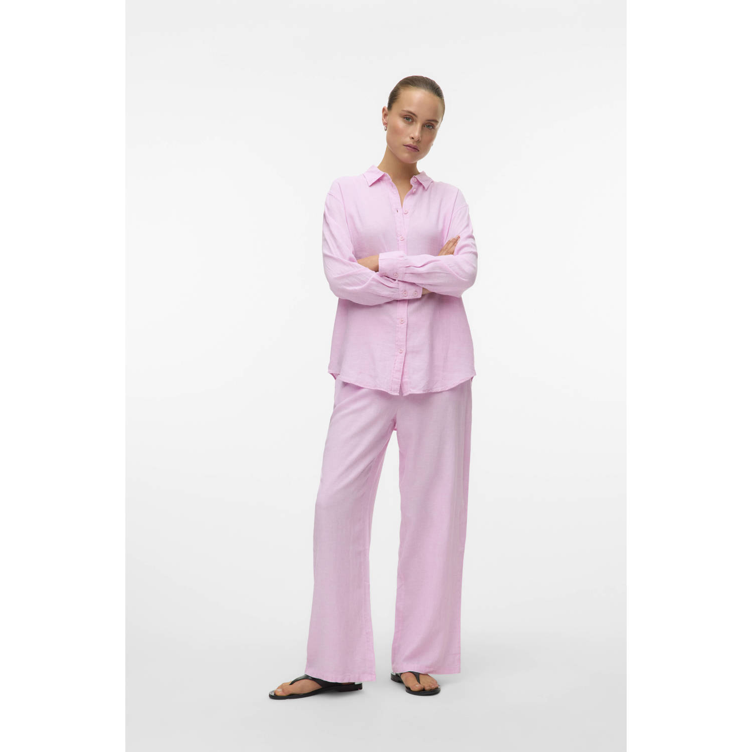 VERO MODA linnen blouse rosÃ©