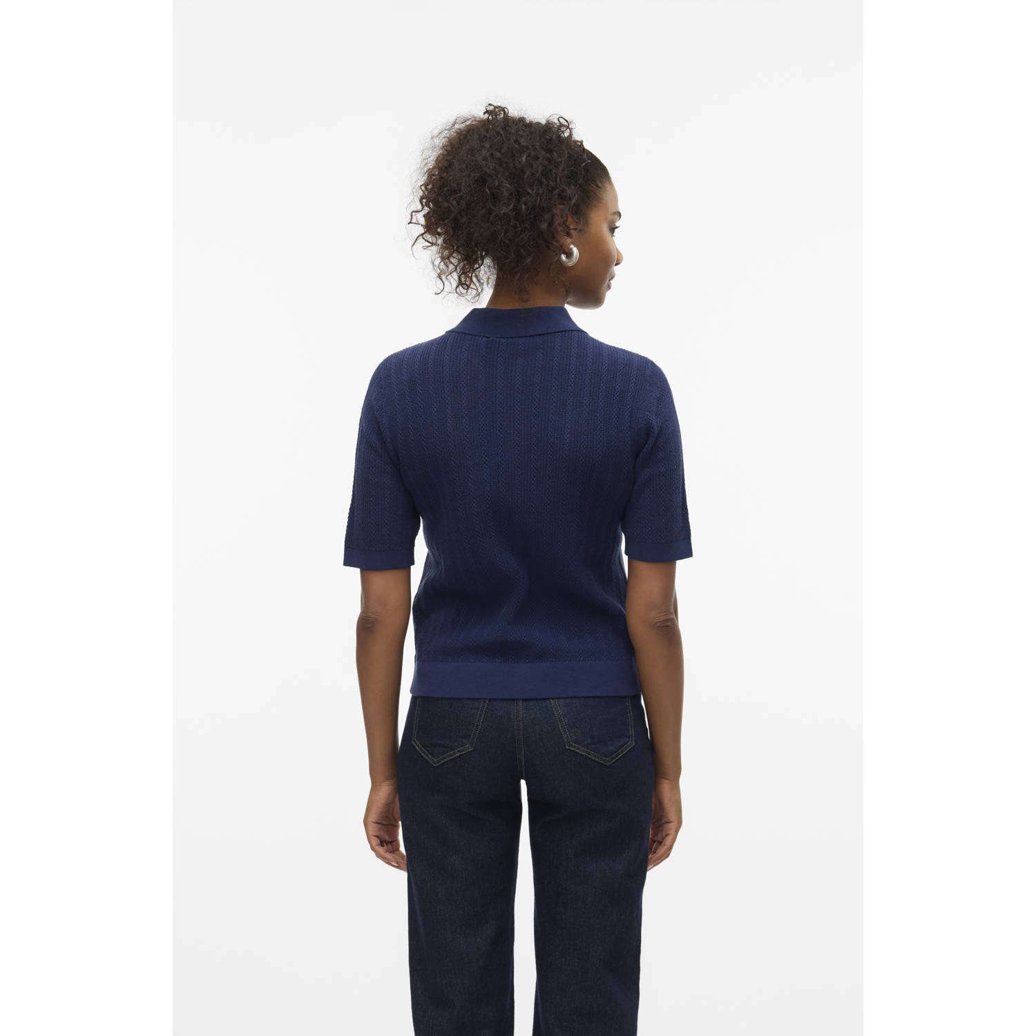VERO MODA vest donkerblauw gebreid