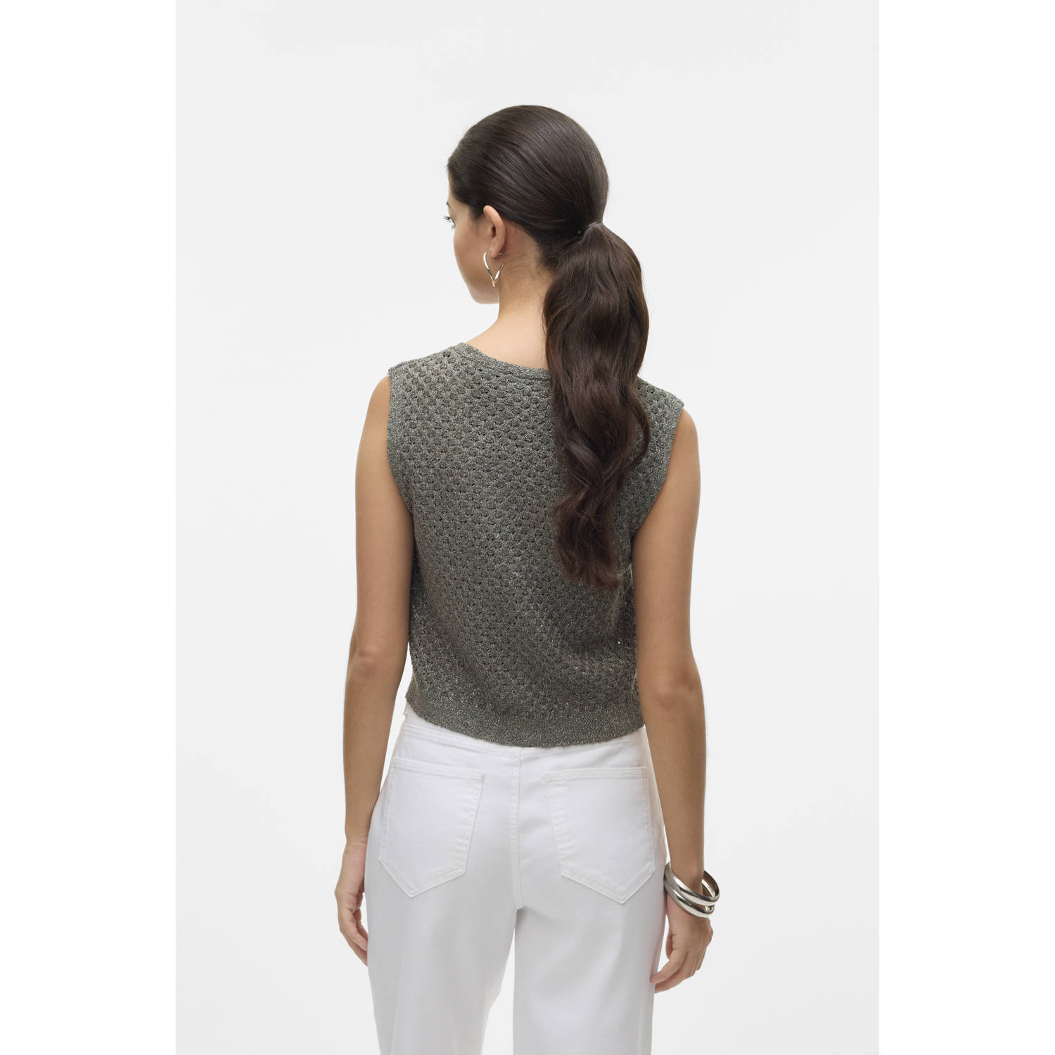 VERO MODA gilet grijsbruin gebreid
