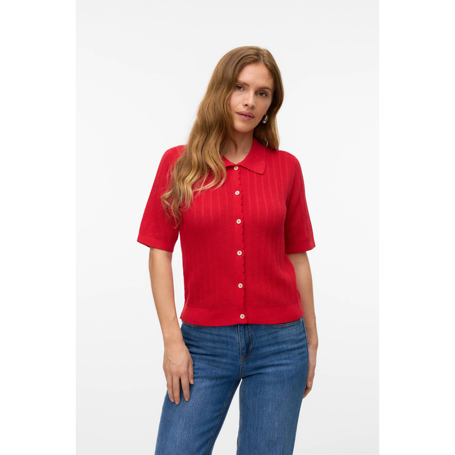 VERO MODA vest rood gebreid