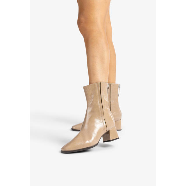 Unisa Lucas lakleren enkellaarzen beige wehkamp