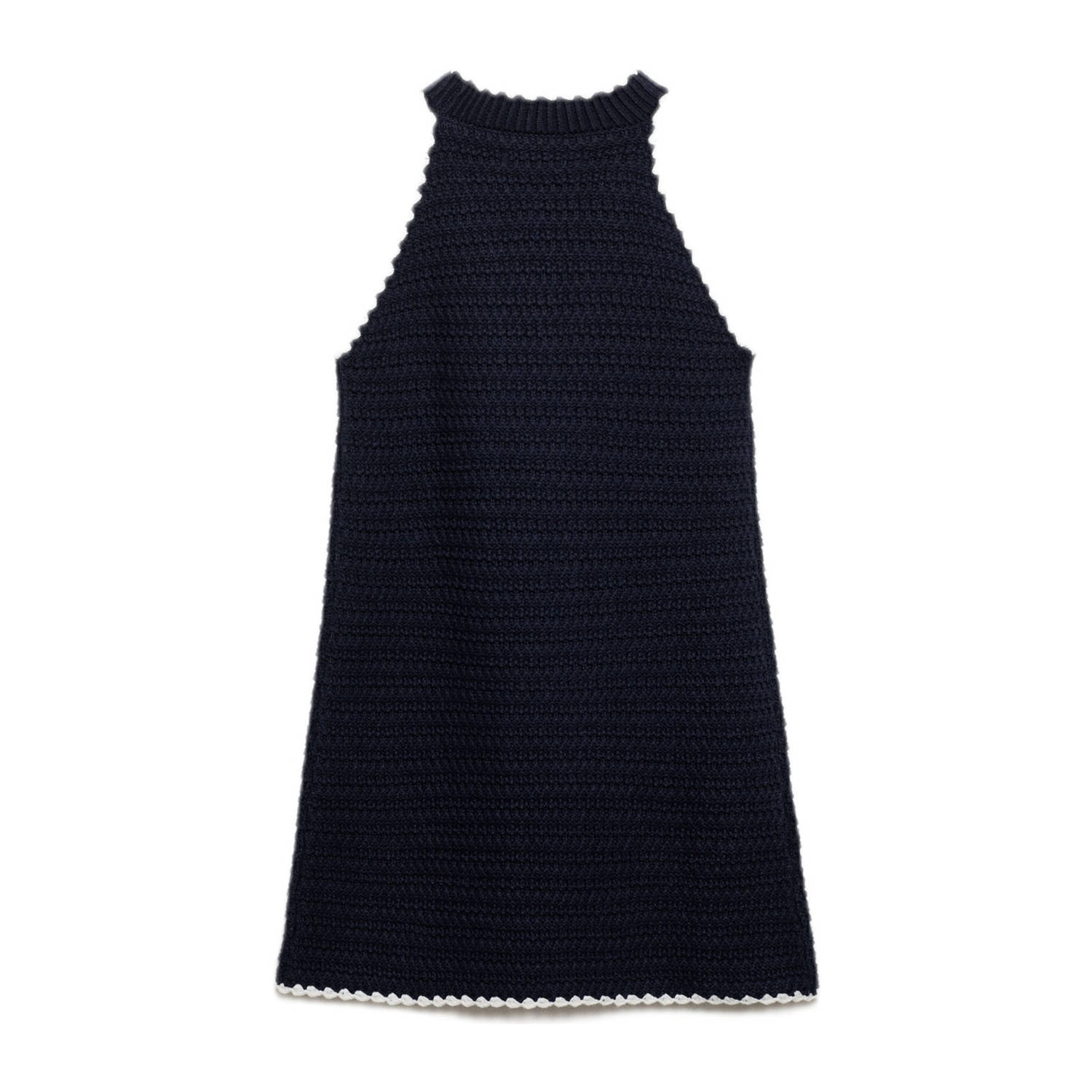 Mango Kids korte jurk gebreid donkerblauw