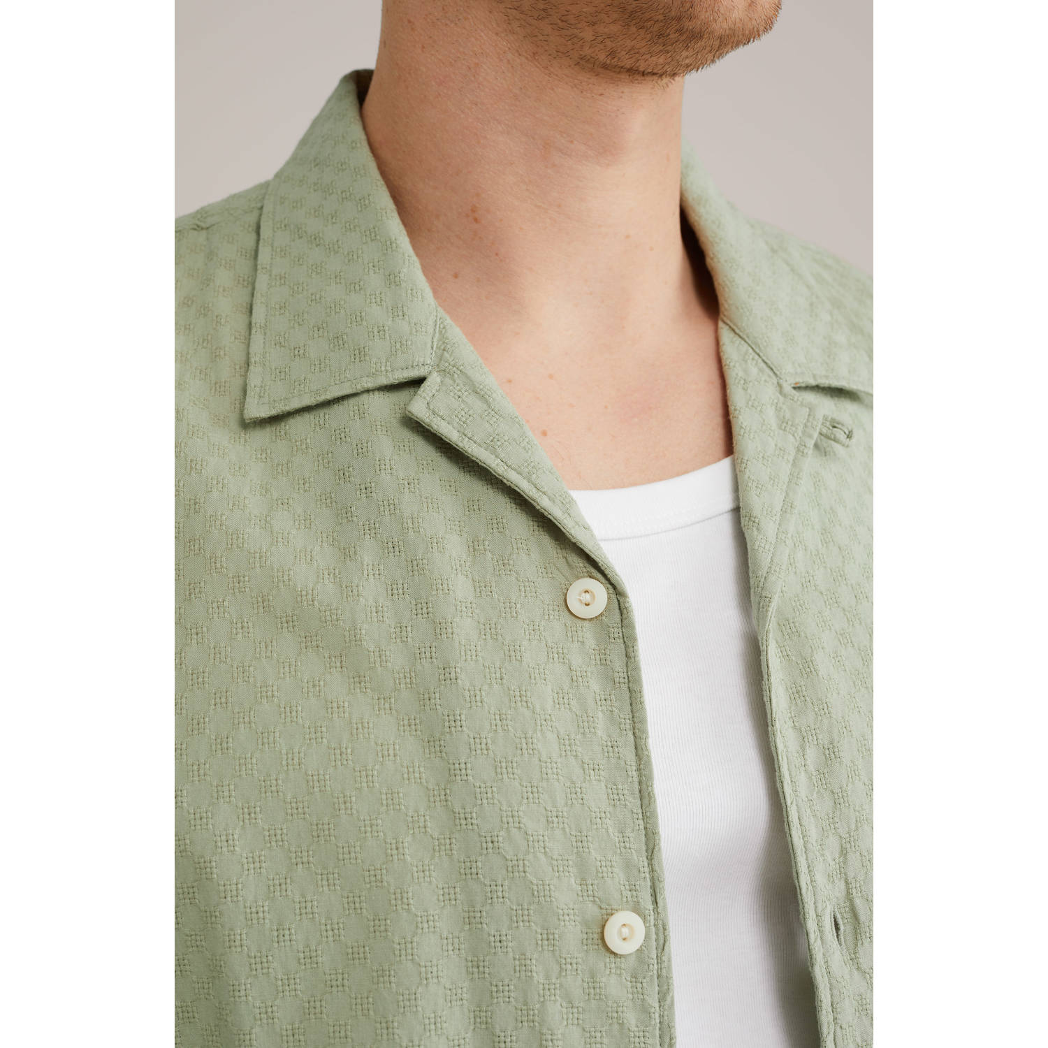 WE Fashion casual overhemd met textuur groen