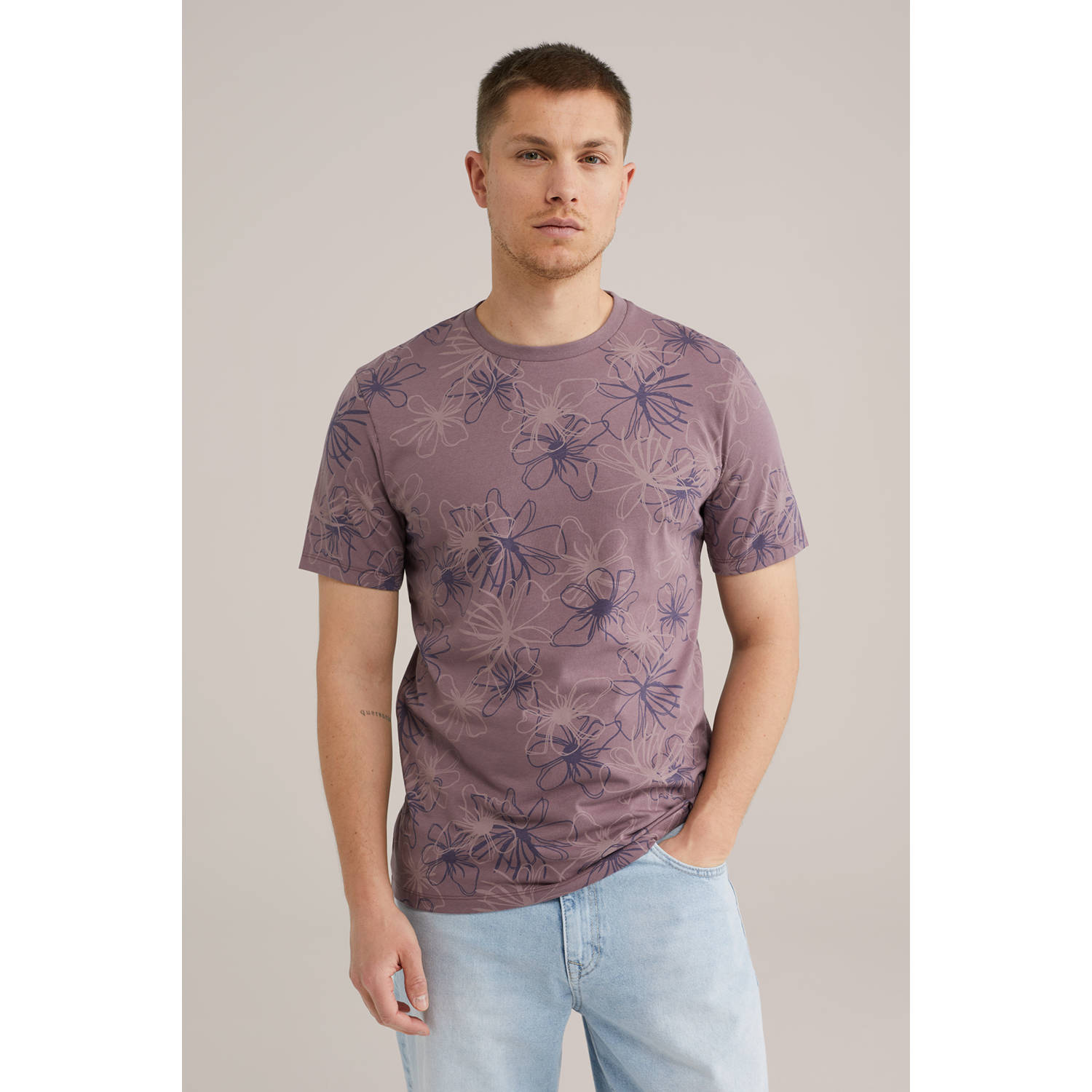 WE Fashion T-shirt donkerpaars