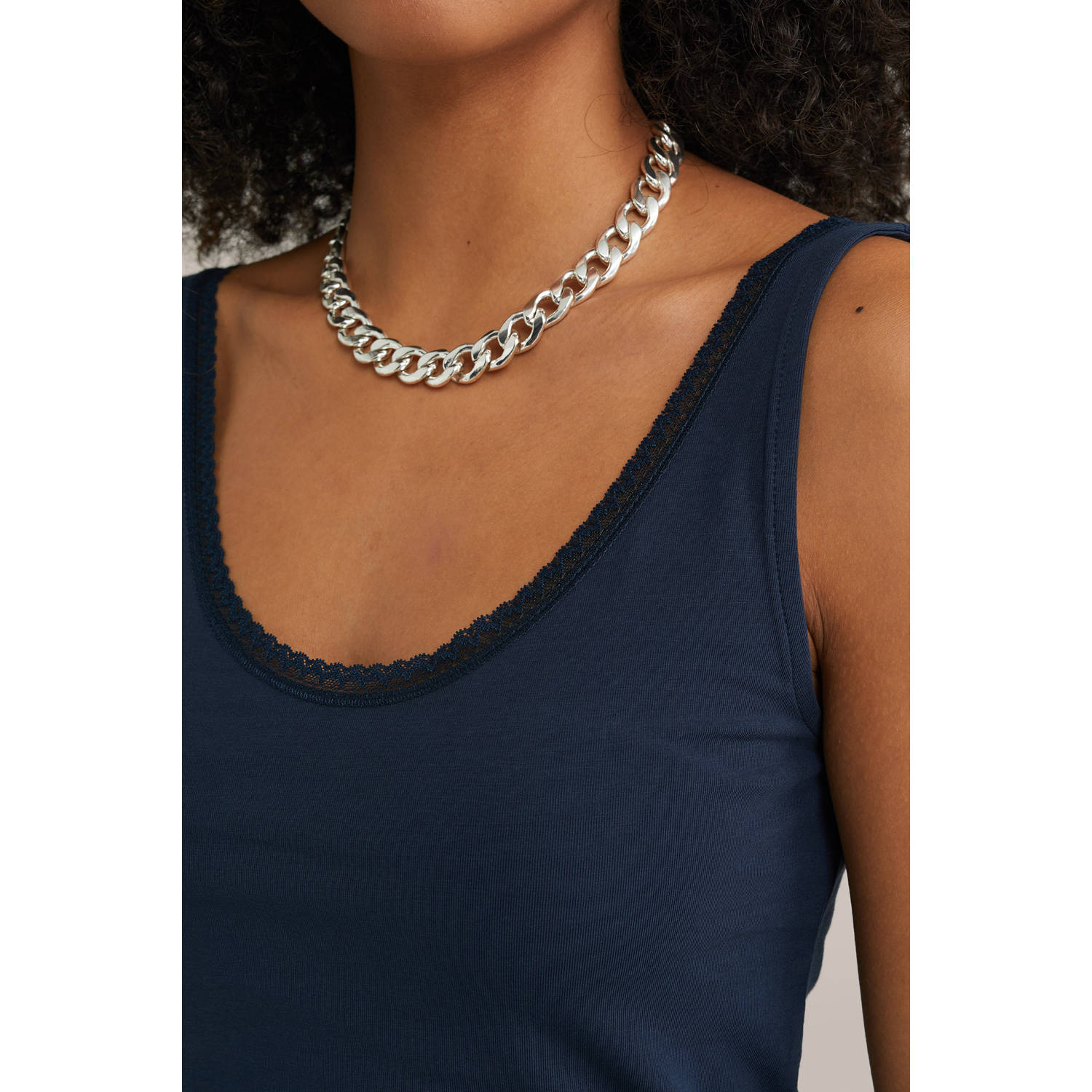 WE Fashion singlet donkerblauw