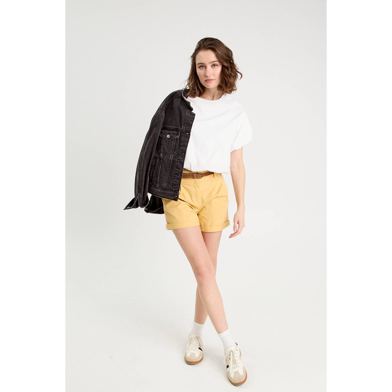 Cache regular high waist casual short lichtgeel