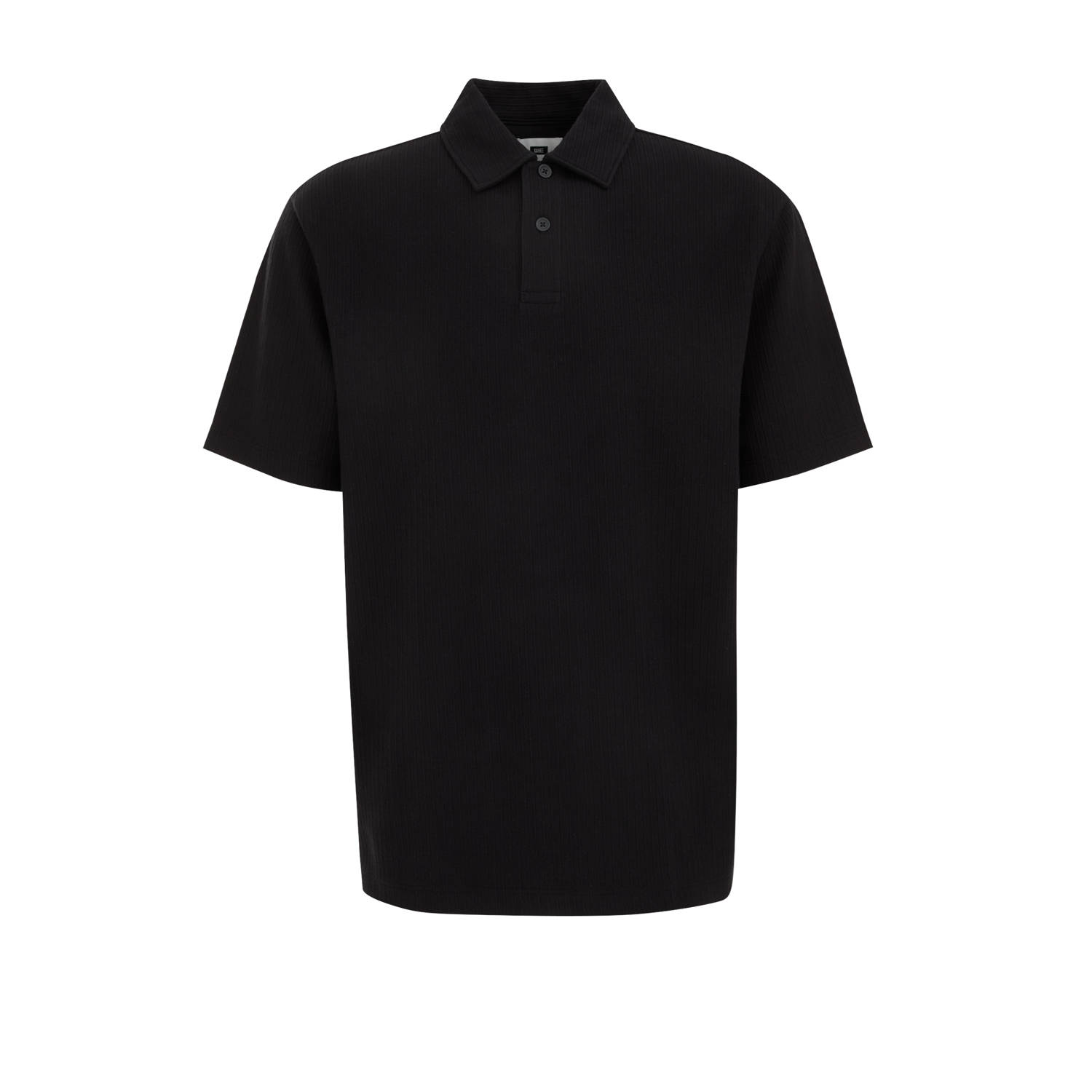 WE Fashion relaxed polo met ingebreid patroon zwart