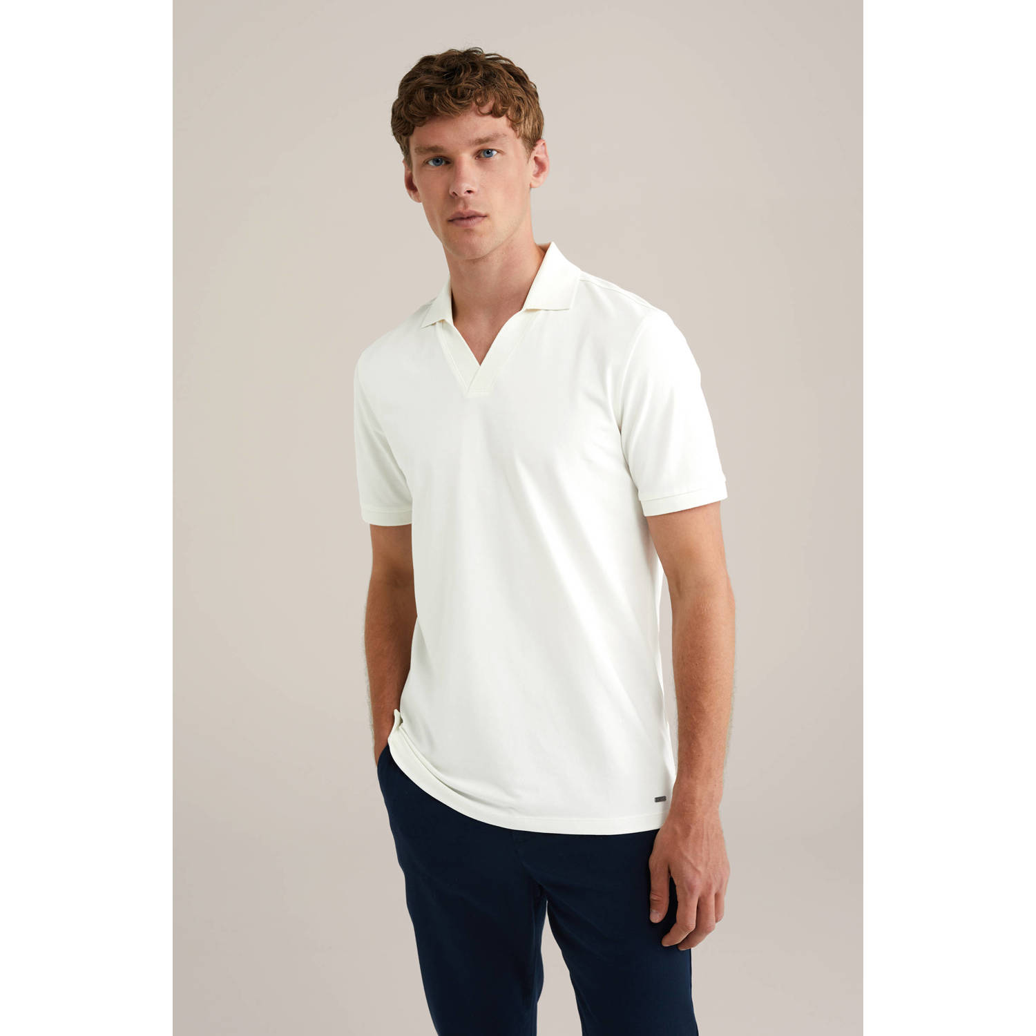 WE Fashion slim polo zwart