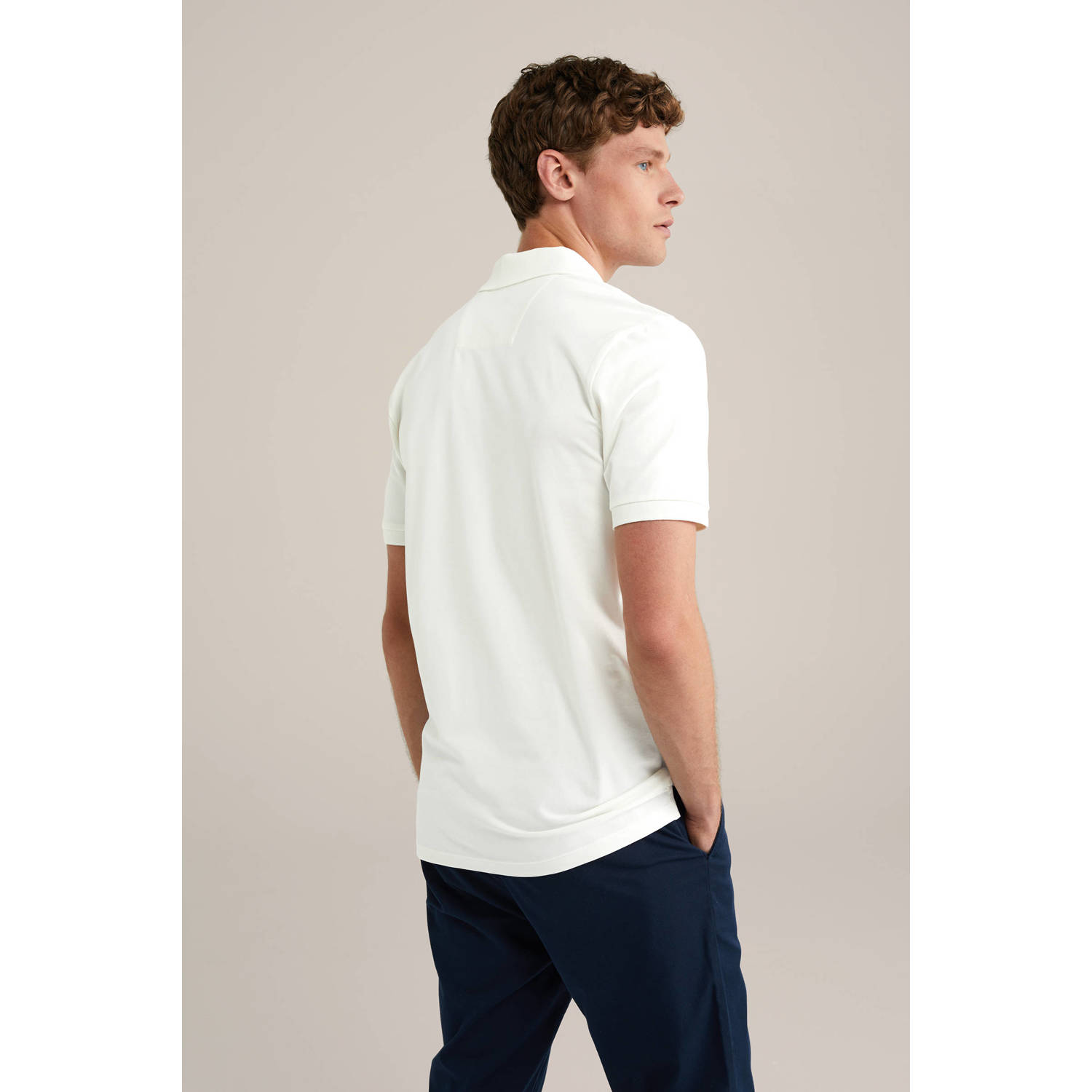 WE Fashion slim polo zwart