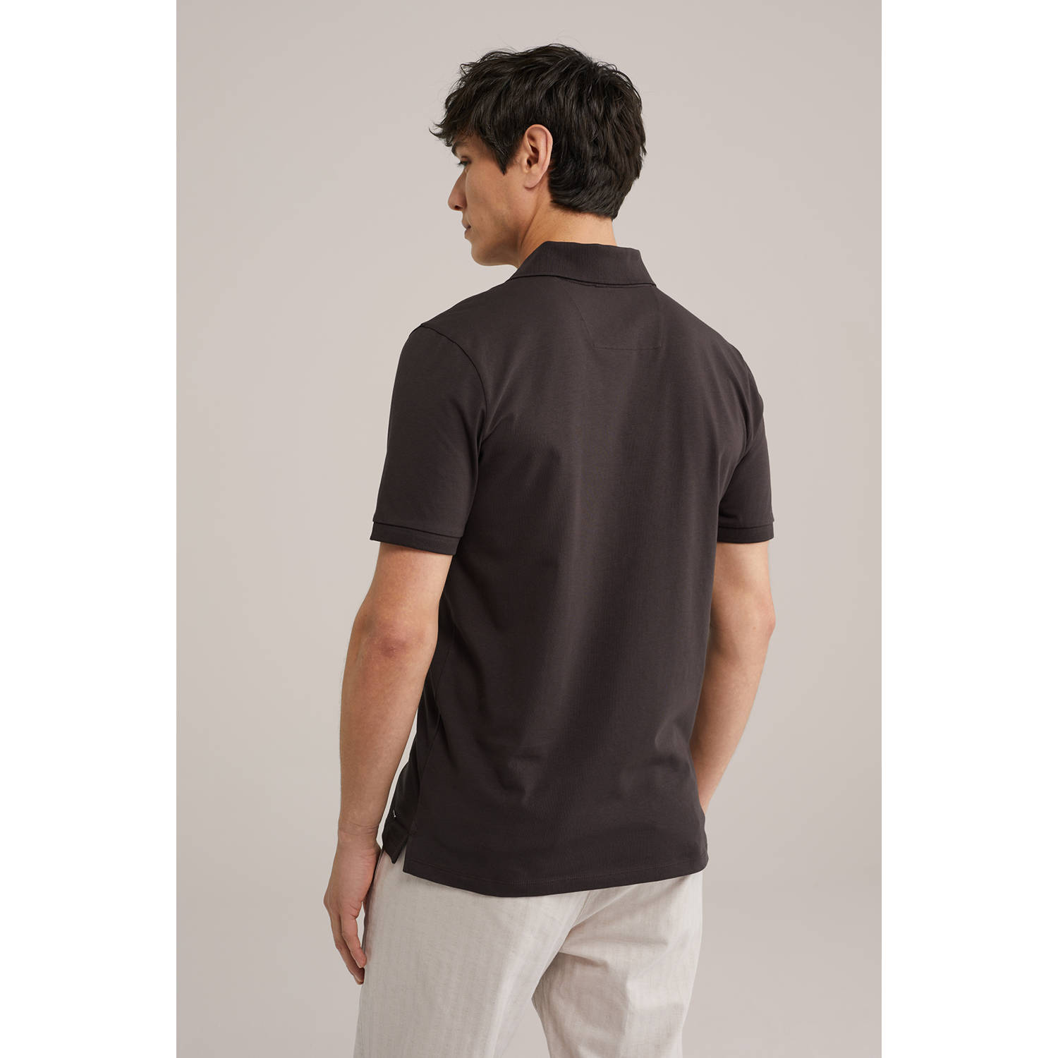 WE Fashion slim polo donkerbruin