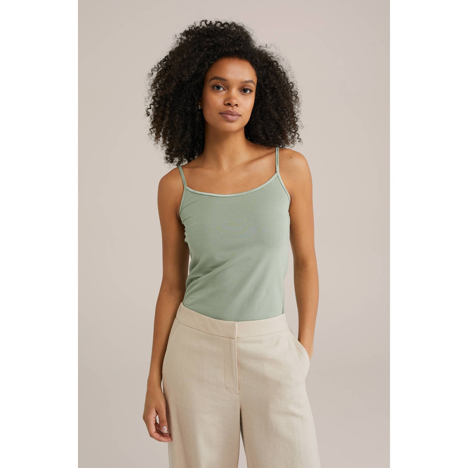 WE Fashion spaghettitop lichtgroen