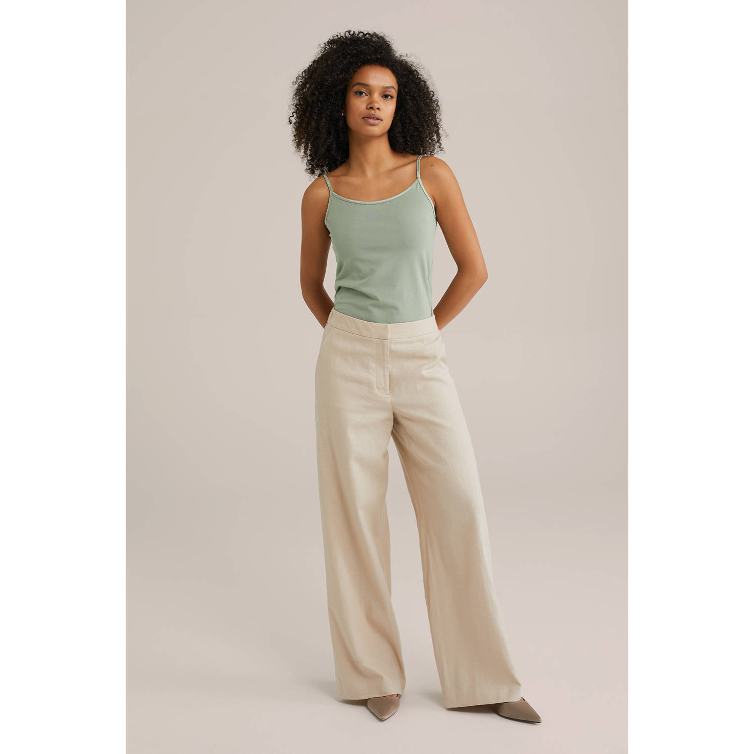 WE Fashion spaghettitop lichtgroen