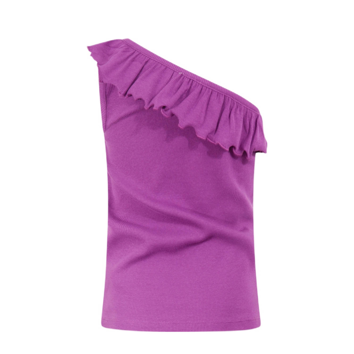 Shoeby one shoulder top paars rib gebreid