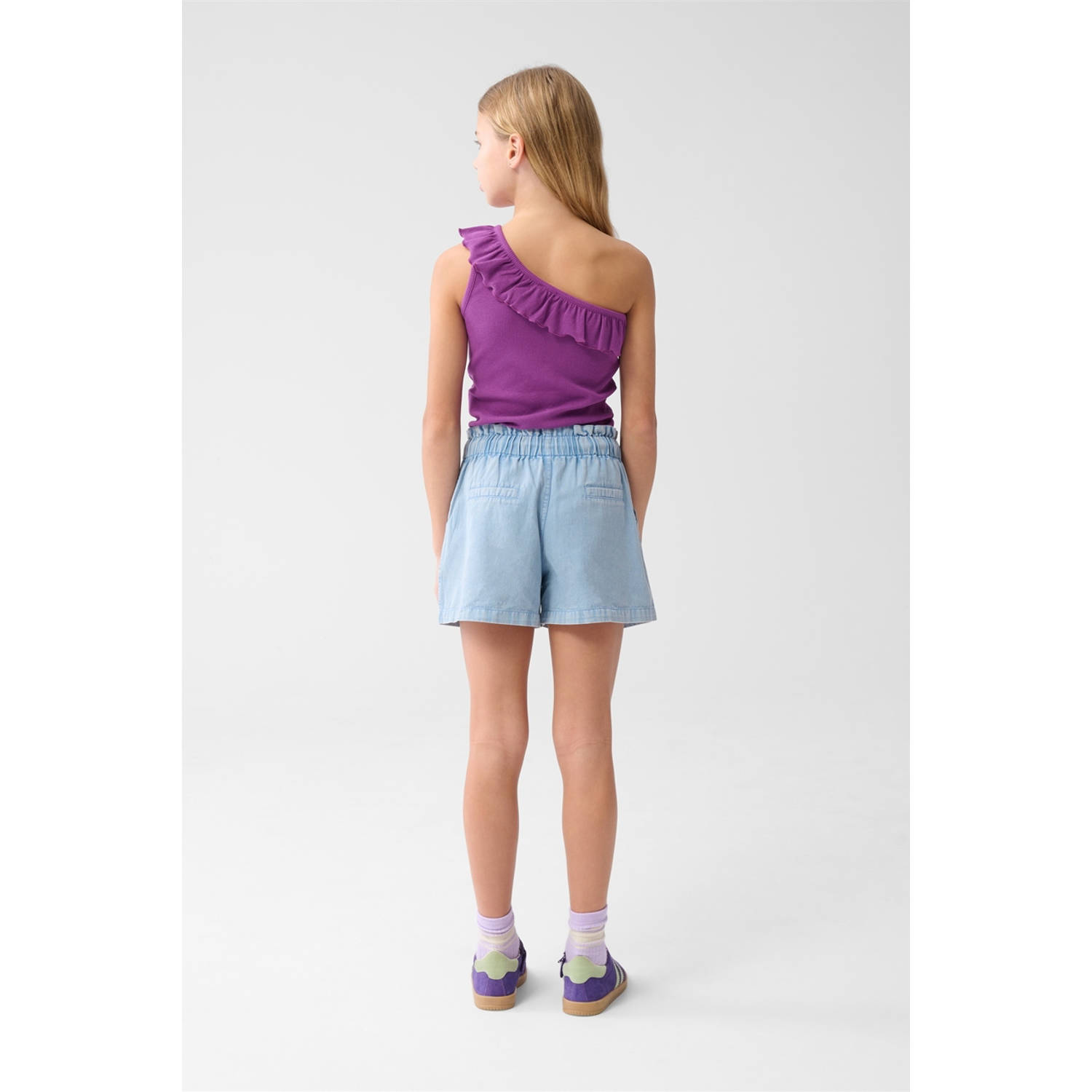 Shoeby one shoulder top paars rib gebreid
