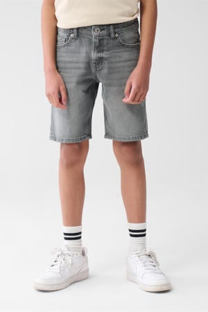 straight denim short grey denim