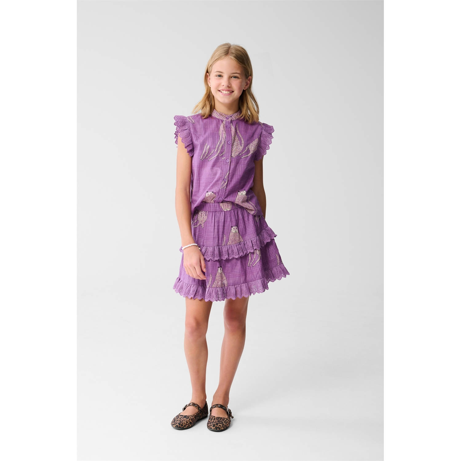 Shoeby blouse paars broderie