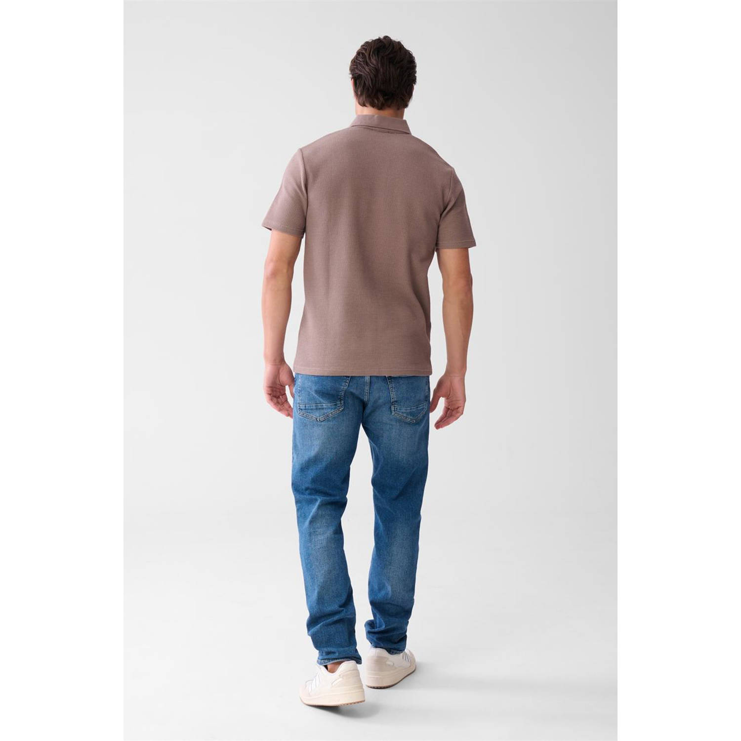 Shoeby regular polo met textuur bruin