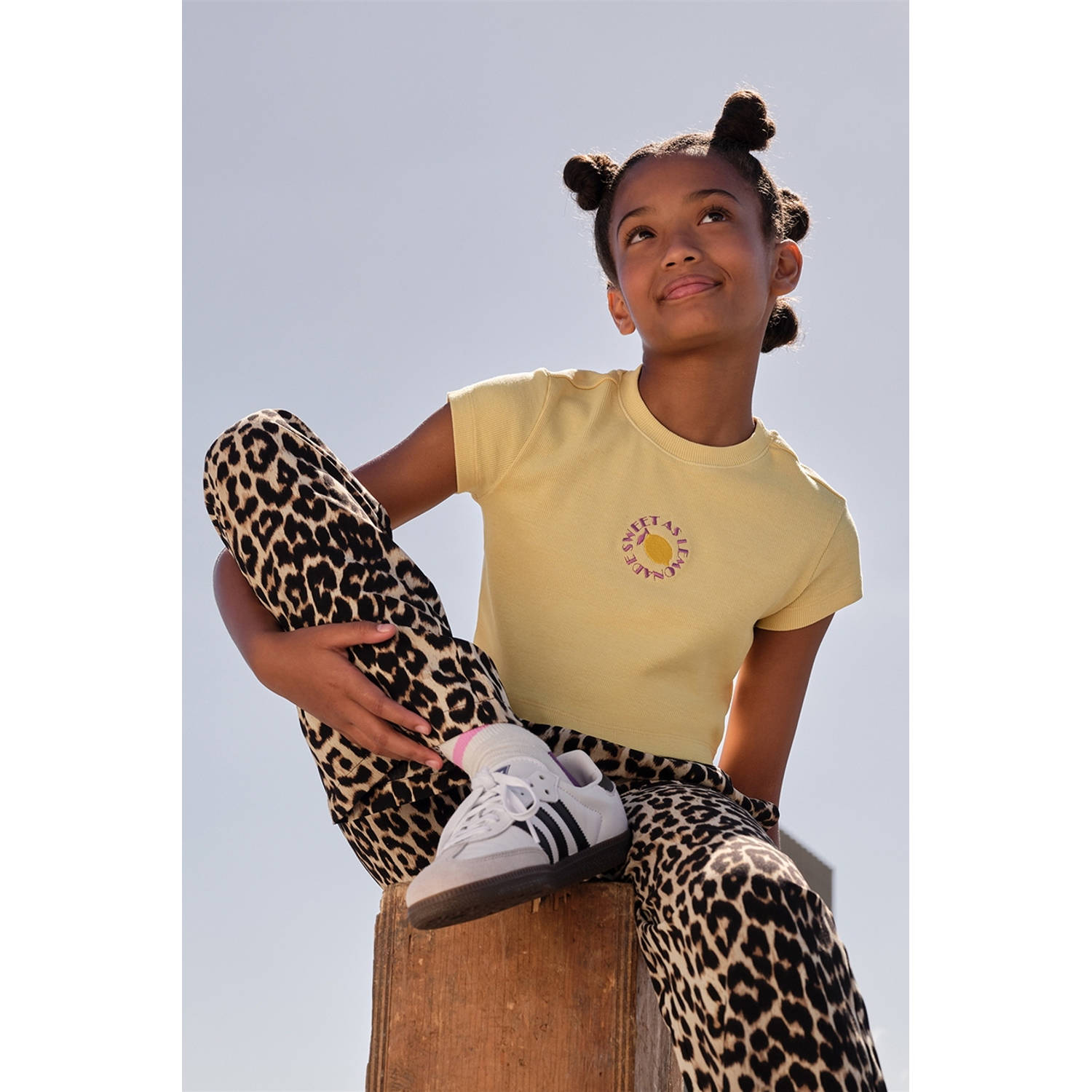 Shoeby cropped T-shirt geel rib gebreid
