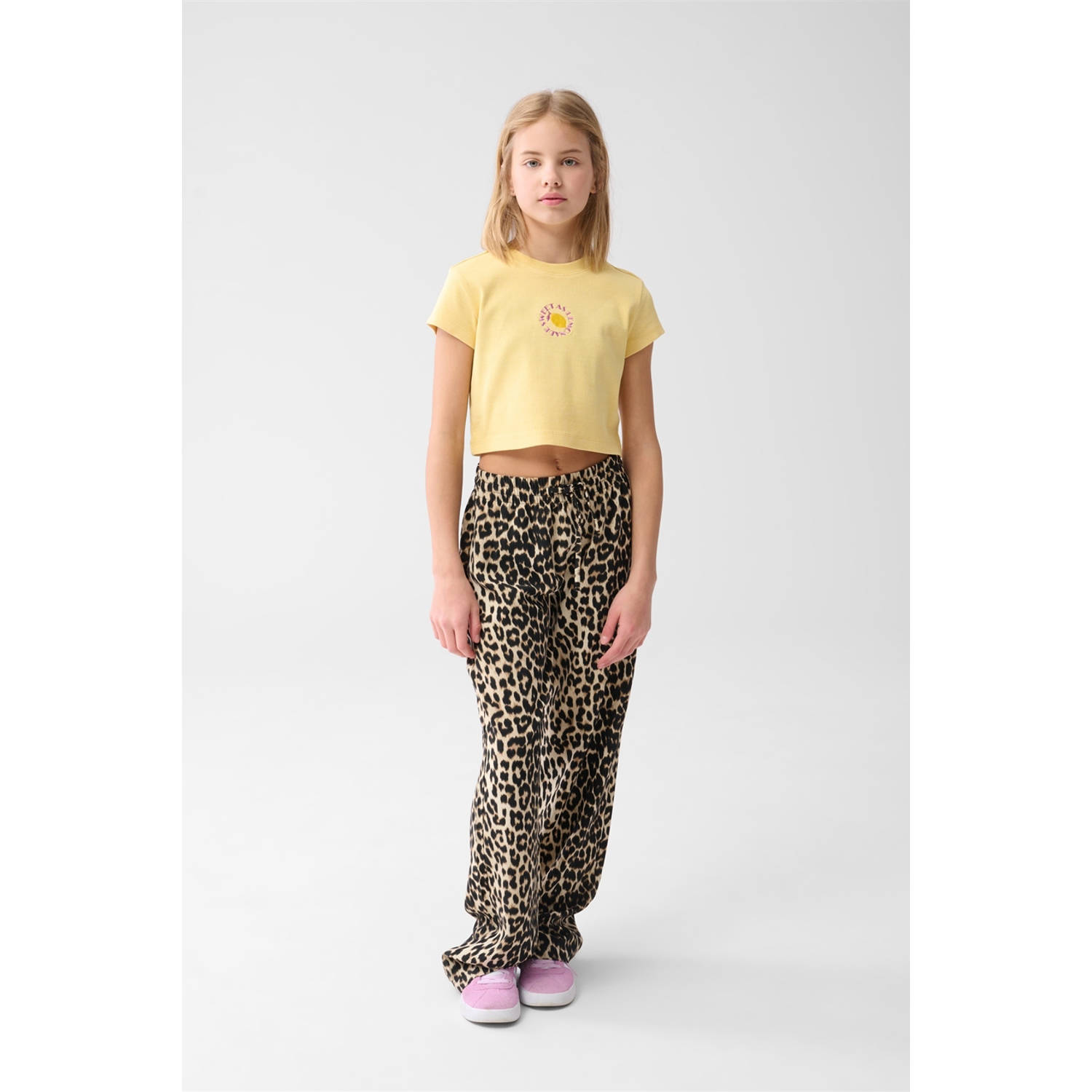 Shoeby cropped T-shirt geel rib gebreid
