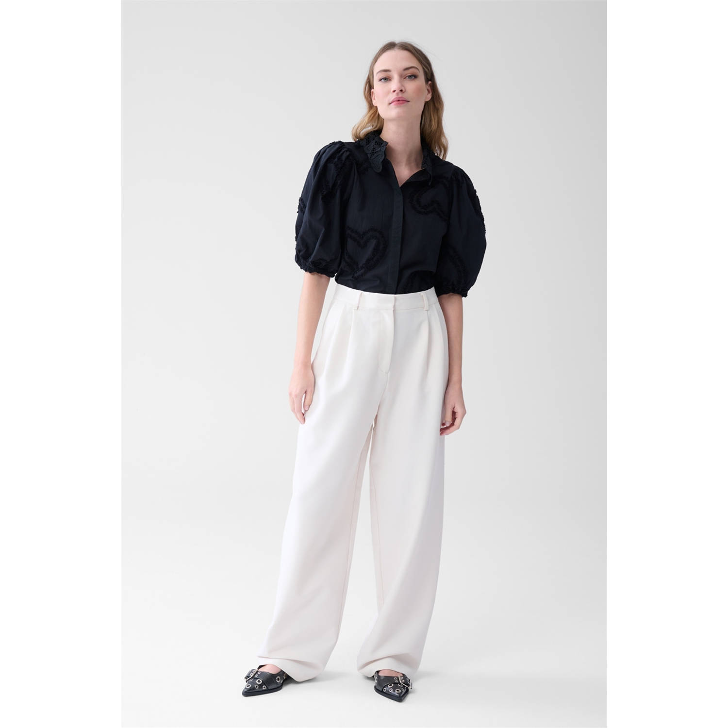Shoeby wide leg high waist pantalon wit