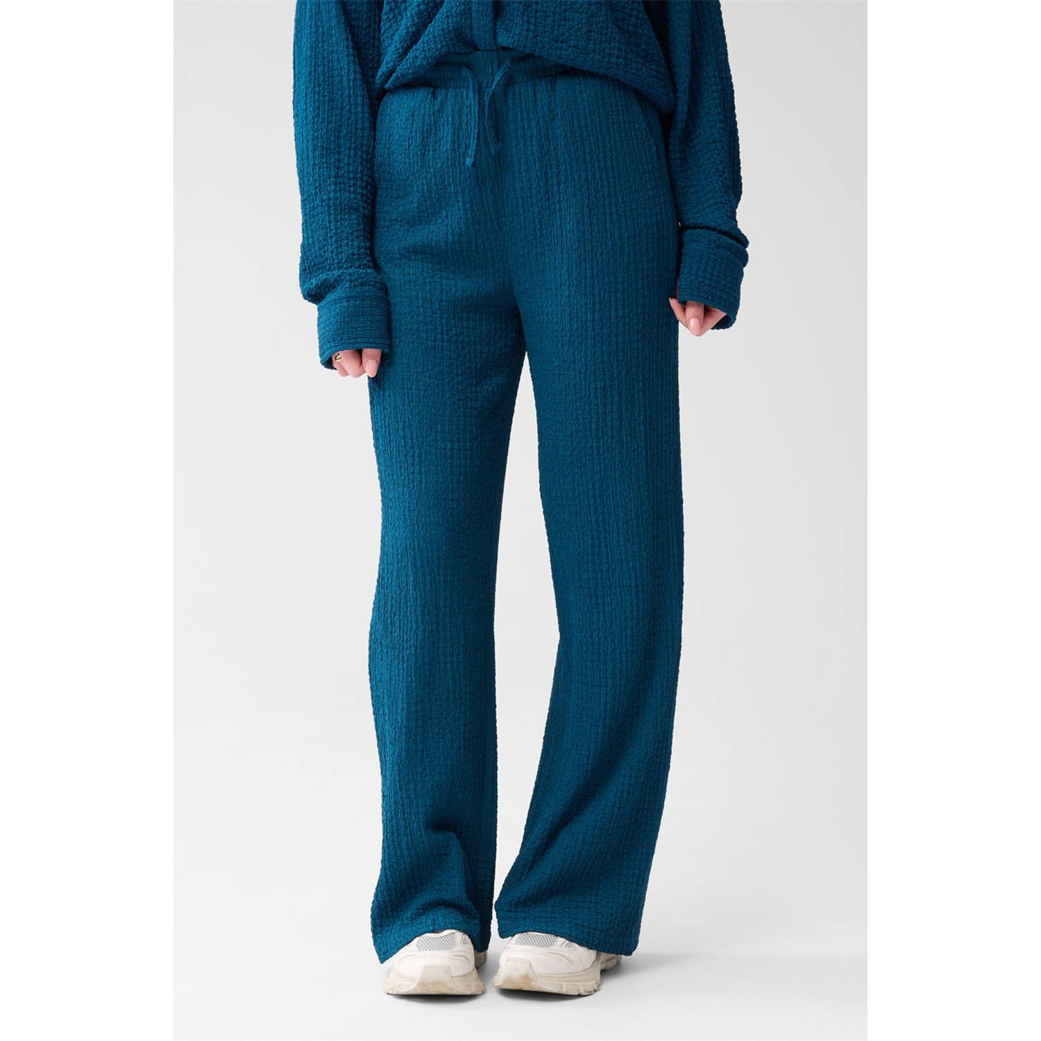 Shoeby wide leg high waist broek turquoise